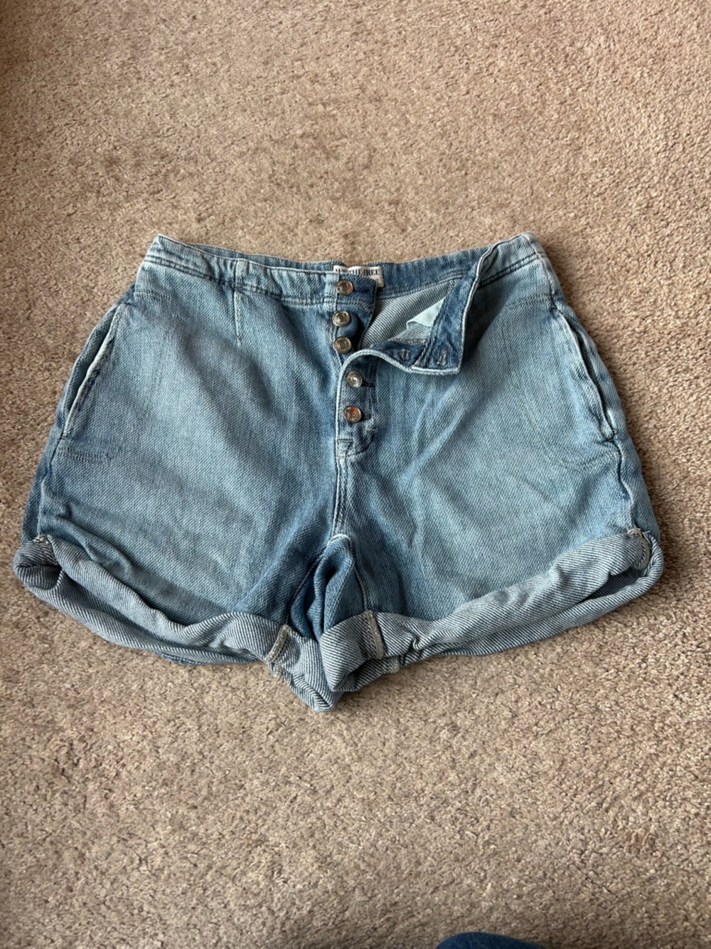 Free people light Wash Denim Button-Front Crop Top